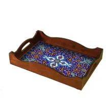 سینی چوبی دسته دار مدل R.K10.32 سایز 32 × 22 × 5 سانتی‌متر