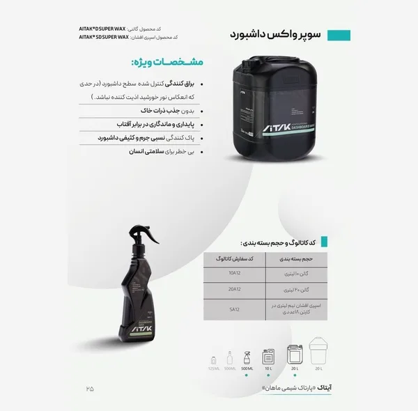 اسپری واکس داشبورد خودرو ایتاک مدل LDW حجم 500 میلیلیتر