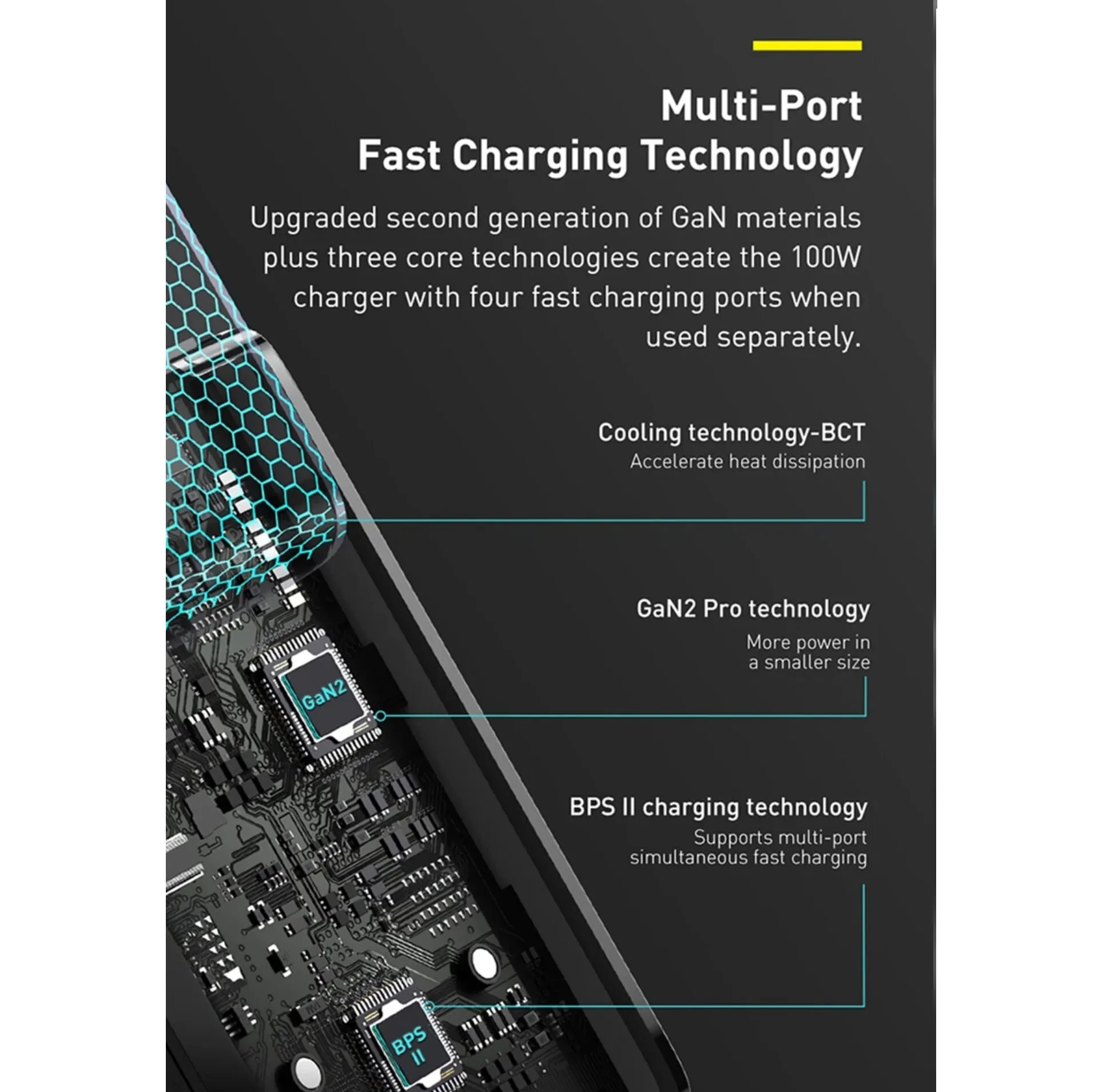 شارژر دیواری 100 وات 4 پورت بیسوس مدل GaN2 Pro به همراه کابل USB-C