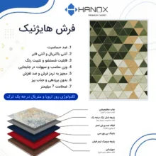 فرش ماشینی 1000 شانه هانوکس زمینه سبز حاشیه چند رنگ مدل مدرن کد HAM.978.2