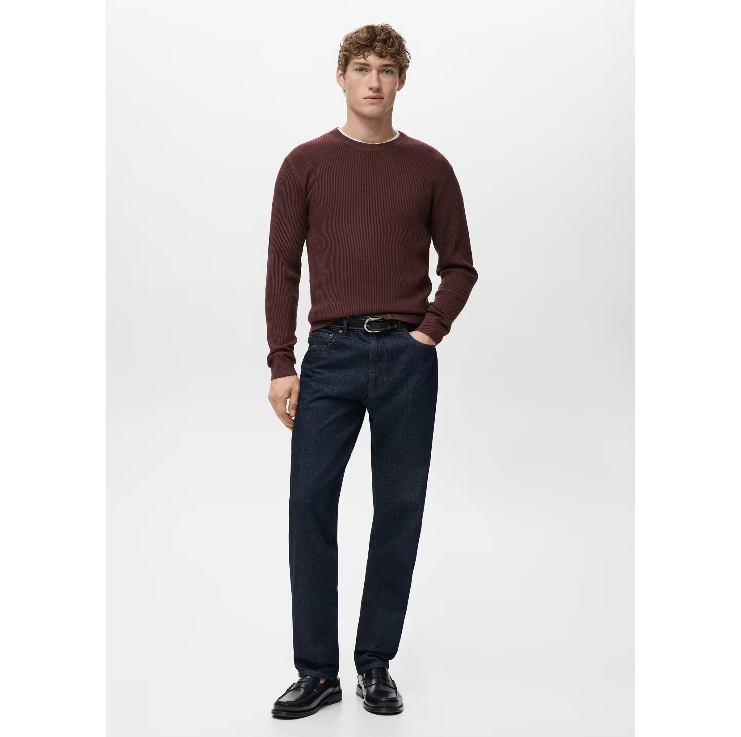پلیور یقه گرد مردانه مانگو مدل REGULAR FIT COTTON