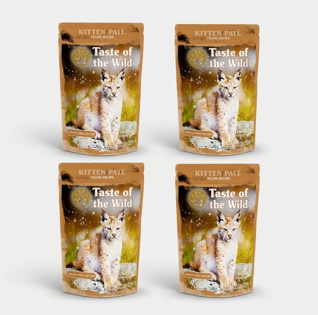 پوچ بچه گربه تیست آف د وایلد مدل Feline Recipe Kitten Pate طعم مرغ بسته 4 عددی
