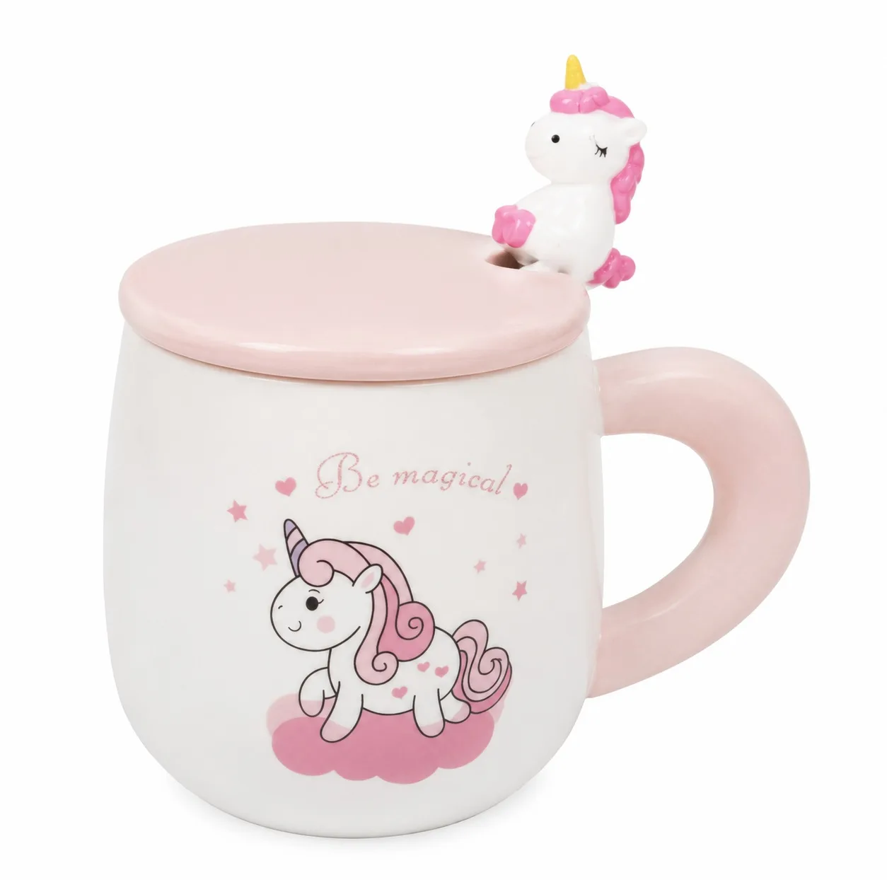 ماگ طرح یونیکورن مدل  BE MAGICAL به همراه درب و قاشق
