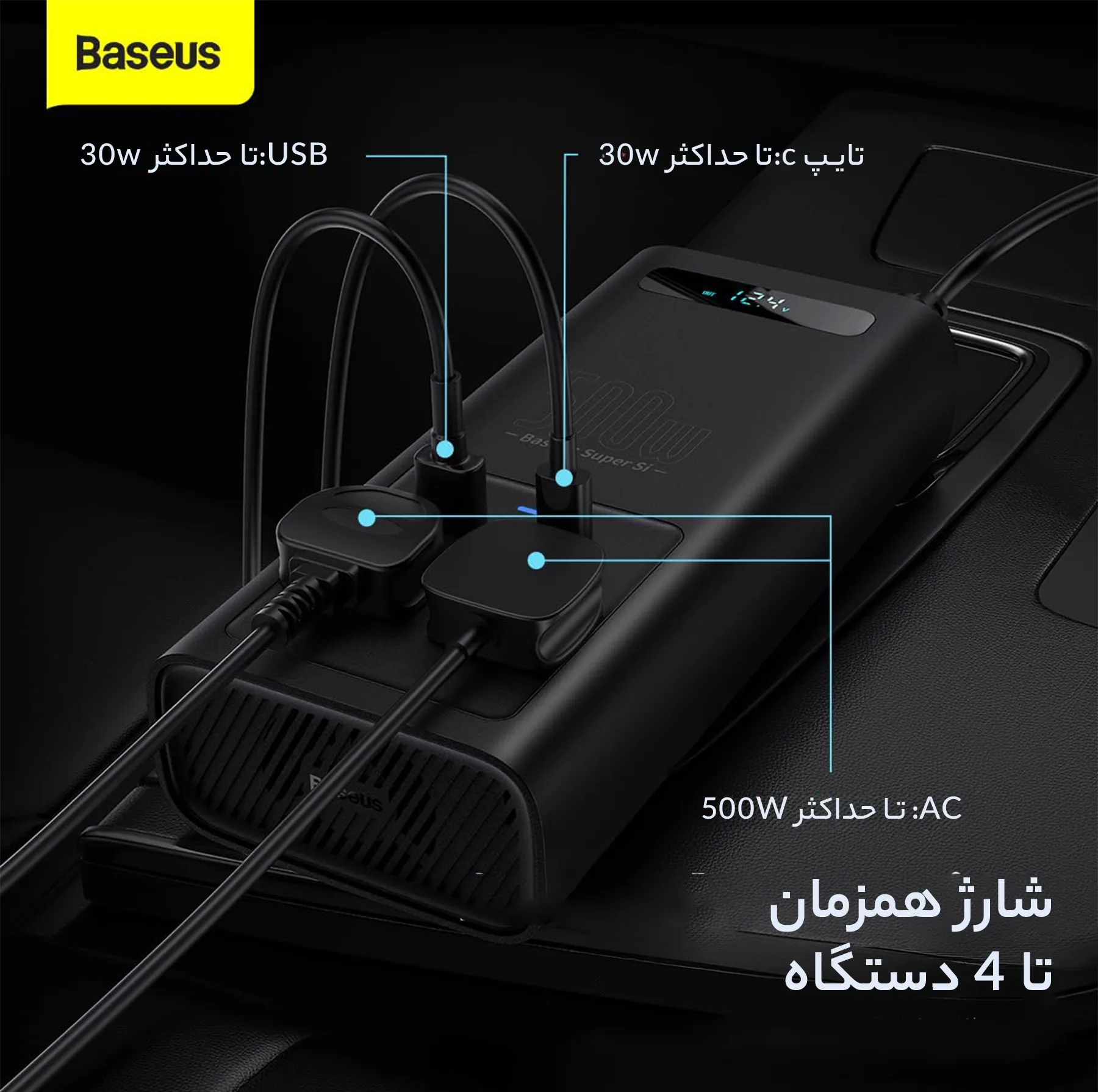 مبدل برق خودرو باسئوس مدل Super Si