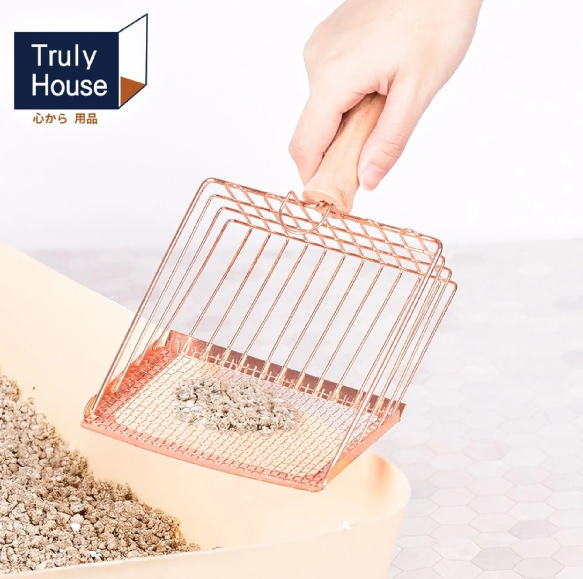 بیلچه خاک گربه مدل دسته چوبی