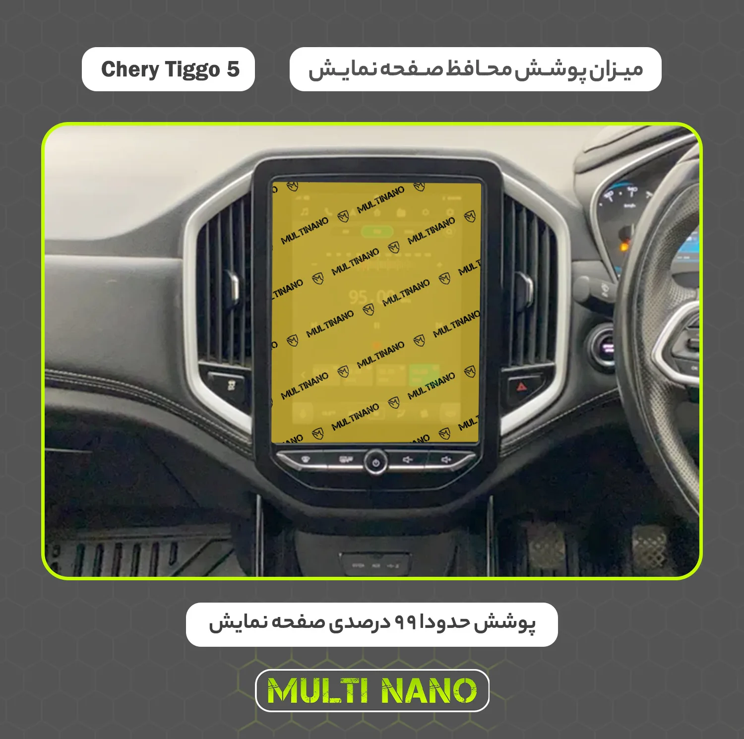 محافظ صفحه نمایش خودرو مولتی نانو مدل X-S2N مناسب برای چری Tiggo 5 New Teslaii 1397 - 1401 بسته دو عددی
