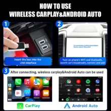 کارپلی و اندروید اتو مدل Wireless P9593 Carplay/Android Auto به همراه مبدل USB به USB-C