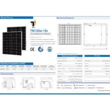 پنل خورشیدی تیسو مدل TM100W-18V ظرفیت 100 وات