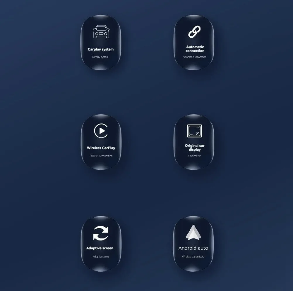 کارپلی و اندروید اتو مدل Wireless CarPlay/Android Auto Q1Y به همراه مبدل USB به USB-C