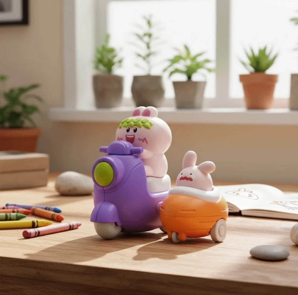 اسباب بازی ناب سل مدل خرگوش و بچه بامزه فشاری قدرتی وسپا سوار کد PRESS AND GO ANIMAL SCOOTER TOY WITH BABY NAAB002 مجموعه 2 عددی