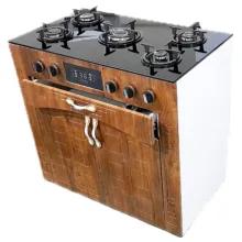 اجاق گاز 5 شعله هاکان مدل رو شیشه فندک دار دو درب