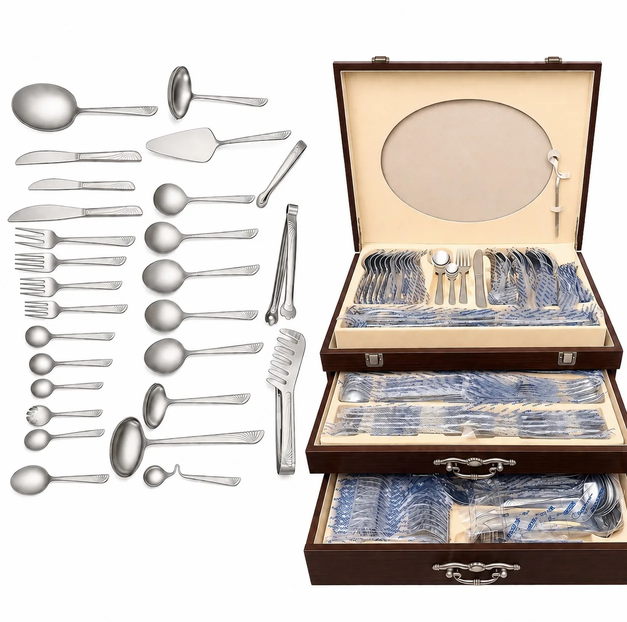 سرویس قاشق و چنگال 128 پارچه 12 نفره عرشیا مدل TM064S