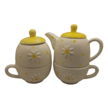 سرویس چای خوری 4 پارچه 2 نفره طرح بابونه کد 09