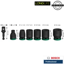 آچار بکس فشار قوی بوش مدل 1/2 Impact Pro مجموعه 7 عددی