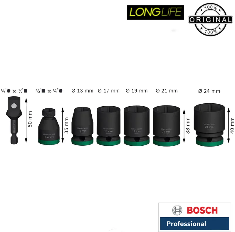 آچار بکس فشار قوی بوش مدل 1/2 Impact Pro مجموعه 7 عددی