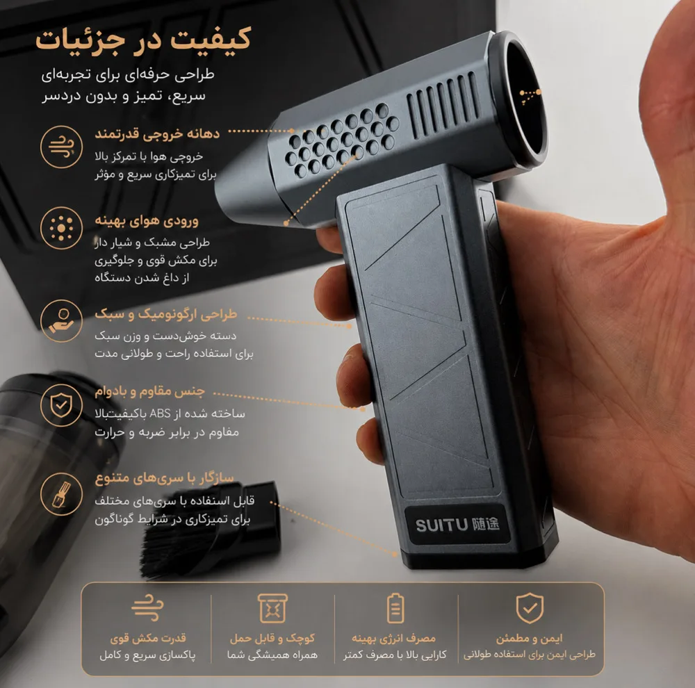 دستگاه دمنده جت فن و جارو شارژی 160 وات 130000 دور در دقیقه سویتو مدل ST-8113