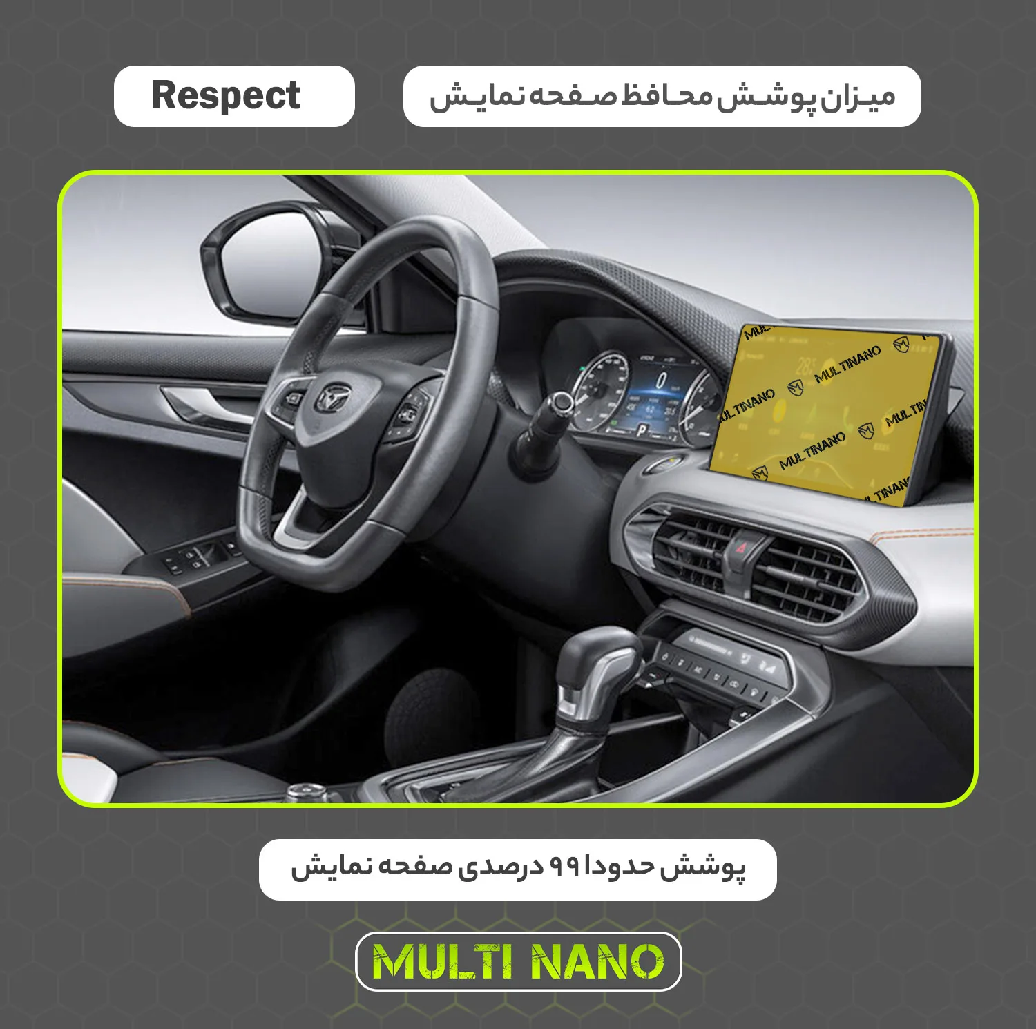محافظ صفحه نمایش خودرو مولتی نانو مدل X-S1N مناسب برای بهمن Respect
