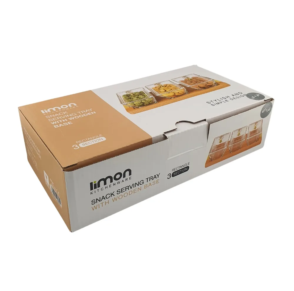 اردوخوری لیمون مدل مستطیل پایه چوبی کد FIDOKA-2248 مجموعه 4 عددی