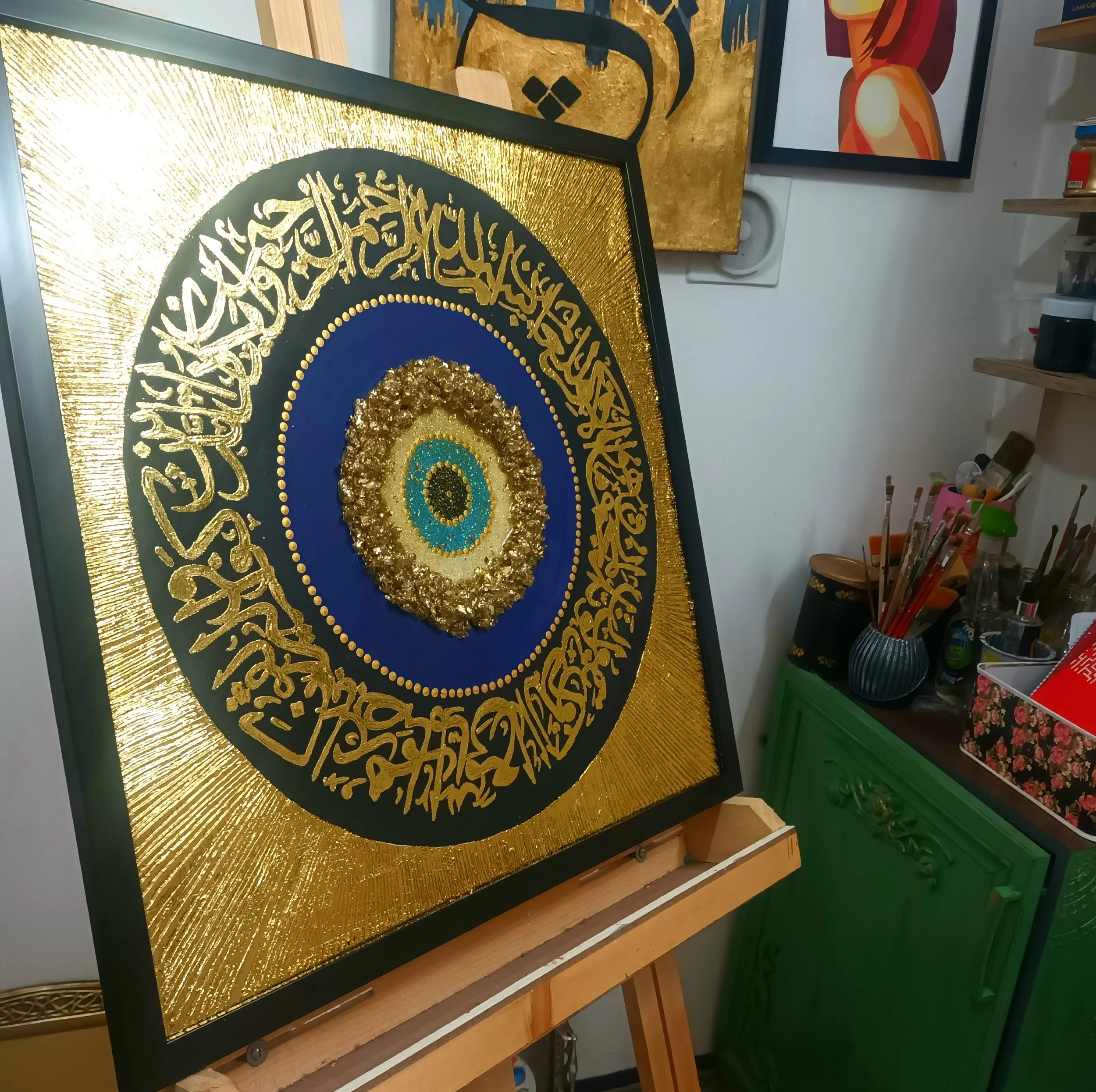 تابلو نقاشی ورق طلا مدل چشم نظر