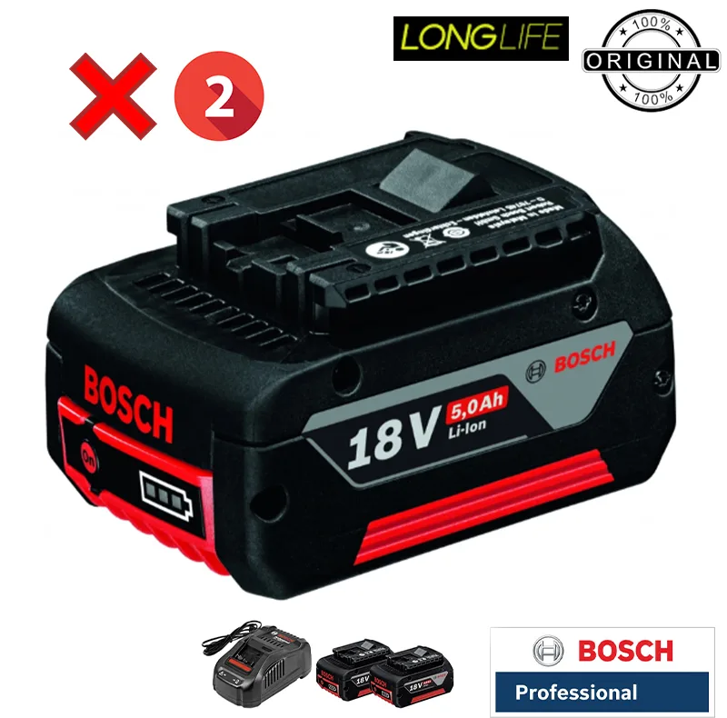 باتری وشارژر لیتیومی 18 ولت 5 آمپر ساعت بوش مدل Li.ion-Pro 18V 5.0 AH 
مجموعه 3 عددی
