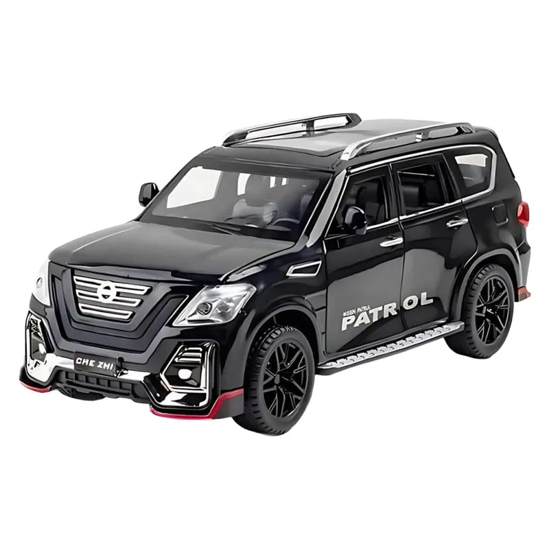 ماشین بازی ناب سل مدل نیسان پاترول فلزی موزیکال چراغدار عقب کش کد Musical and Light-Up Metal Patrol Toy Car
