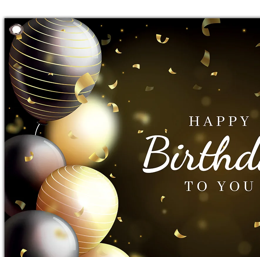 بنر تولد مدل بادکنک سیاه طلایی کد 243-100x70