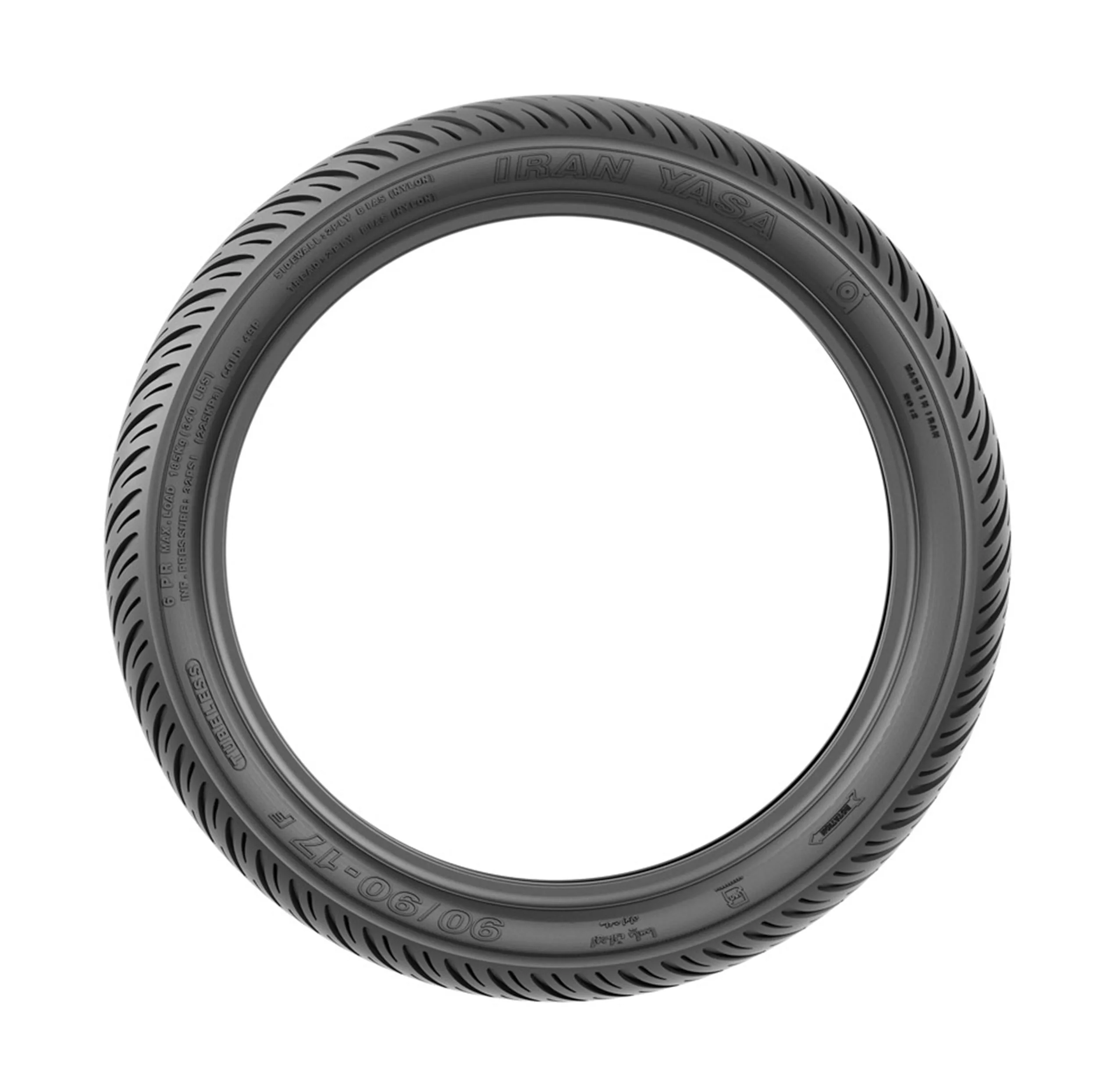 لاستیک موتورسیکلت ایران یاسا مدل تیوبلس سایز 17-90/90 F
