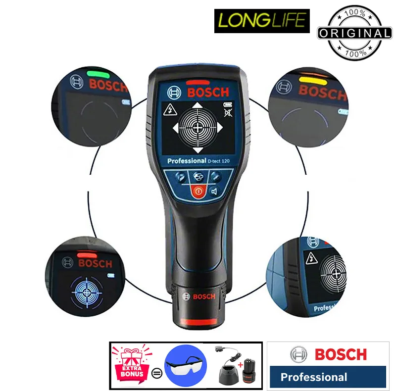 ردیاب دیجیتالی بوش مدل فوق تخصصی D-Tect 120 Advanced Radar + Battery 12 V Li