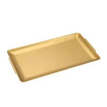 سینی سرو استیل مستطیل 22×14×1 سانتی‌متر مناسب فینگرفود، شیرینی‌خوری و رولت‌خوری با قابلیت شستشو با دست و ماشین ظرفشویی کد 22