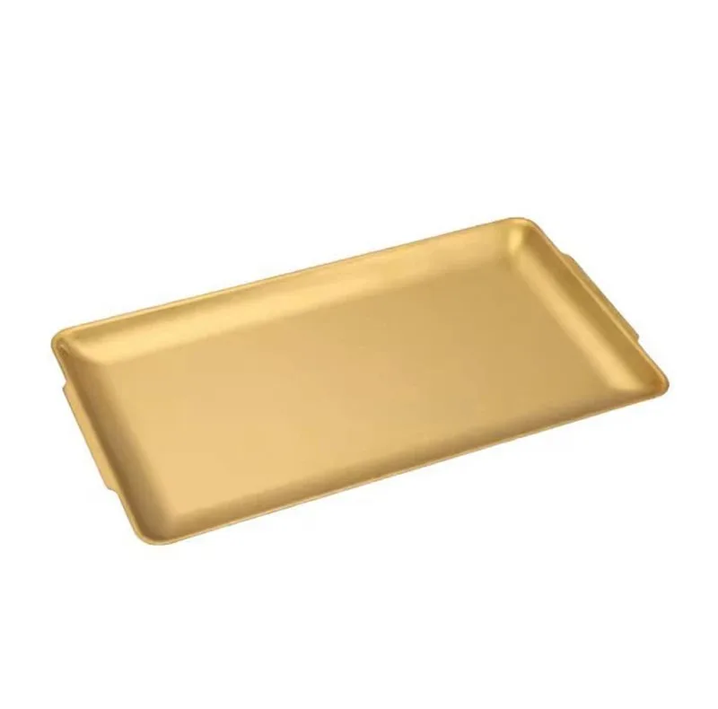 سینی سرو استیل مستطیل 22×14×1 سانتی‌متر مناسب فینگرفود، شیرینی‌خوری و رولت‌خوری با قابلیت شستشو با دست و ماشین ظرفشویی کد 22