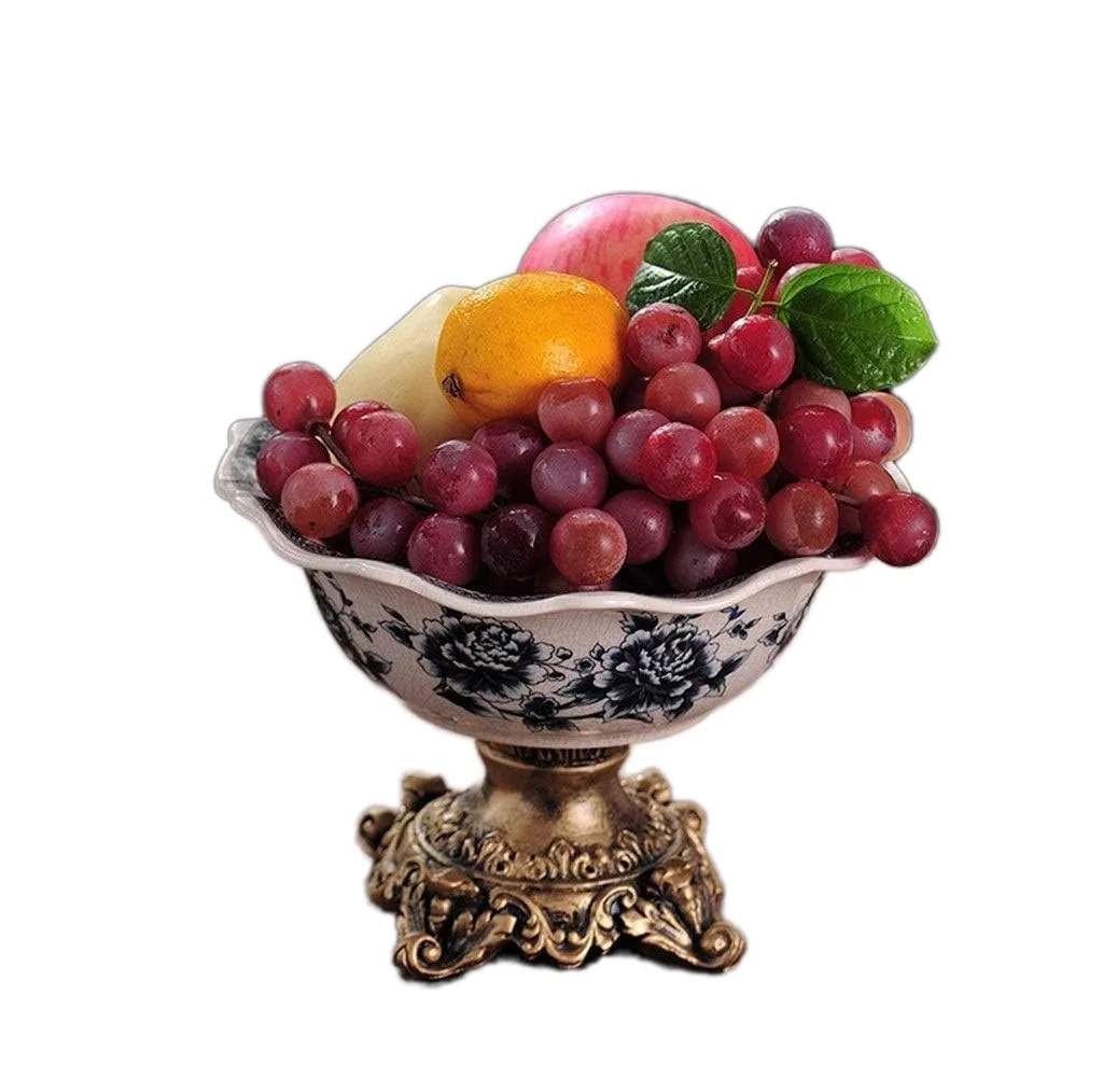 میوهخوری سرامیکی مدل کلاسیک با فرم دفرمه و پایه فلزی، مناسب سرو میوه، ابعاد 26×26×20 سانتیمتر، شستشو با دست، کد 1925