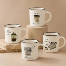 ماگ سایدا طرح کافی مدل Coffee time مجموعه ۴ عددی