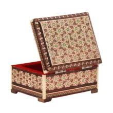جعبه جواهرات خاتم کاری چوبی فراز هنر مدل دور صاف کد 2-118