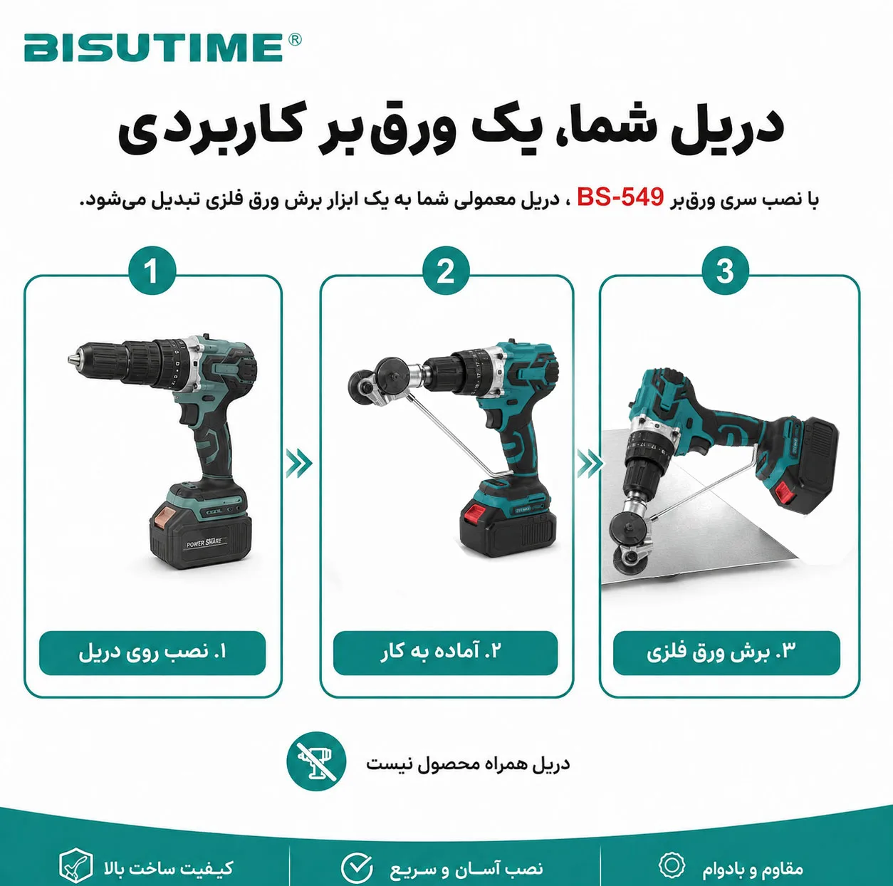 مبدل دریل به قیچی ورق بر بیسوتایم مدل BS-549