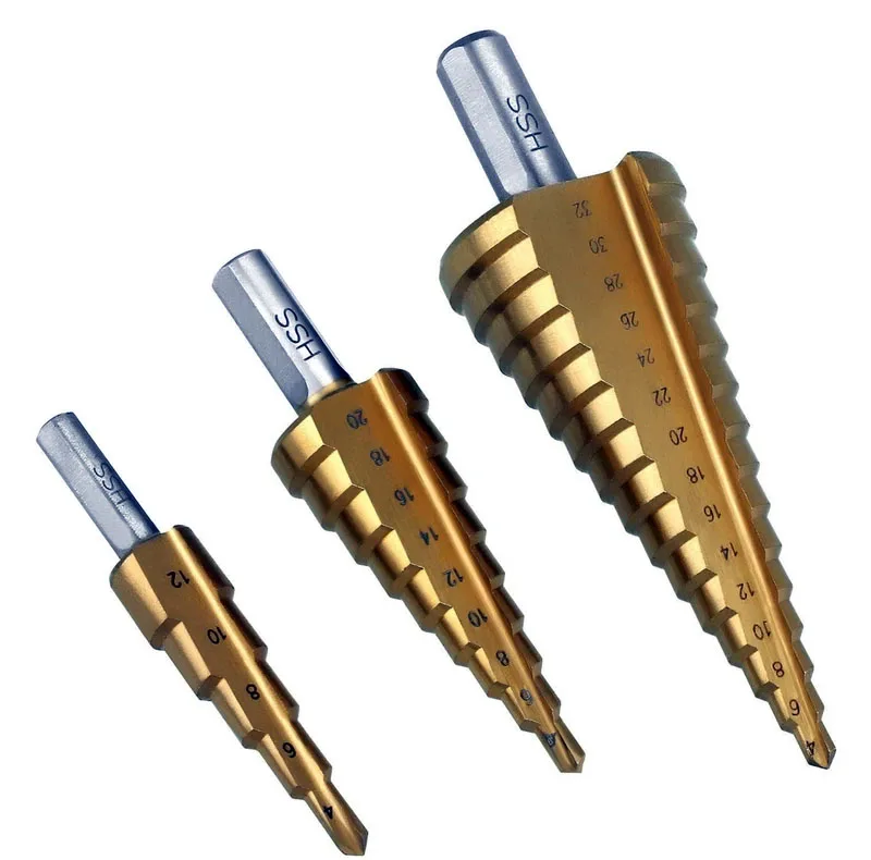 مته کاجی و مخروطی پلکانی فیدار مدل HSS-X3 مجموعه 3 عددی