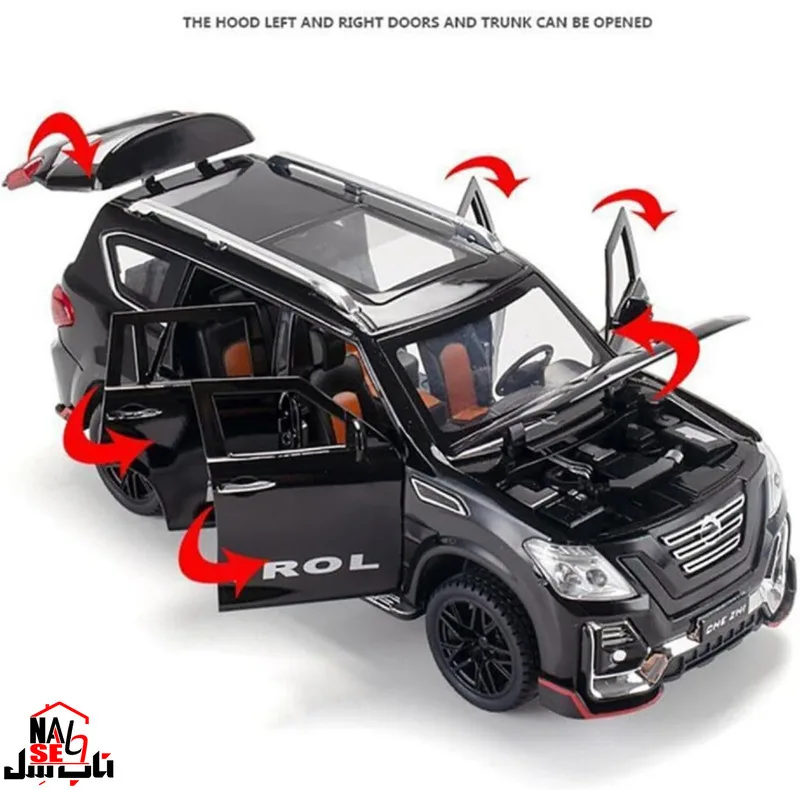 ماشین بازی ناب سل مدل نیسان پاترول فلزی موزیکال چراغدار عقب کش کد Musical and Light-Up Metal Patrol Toy Car