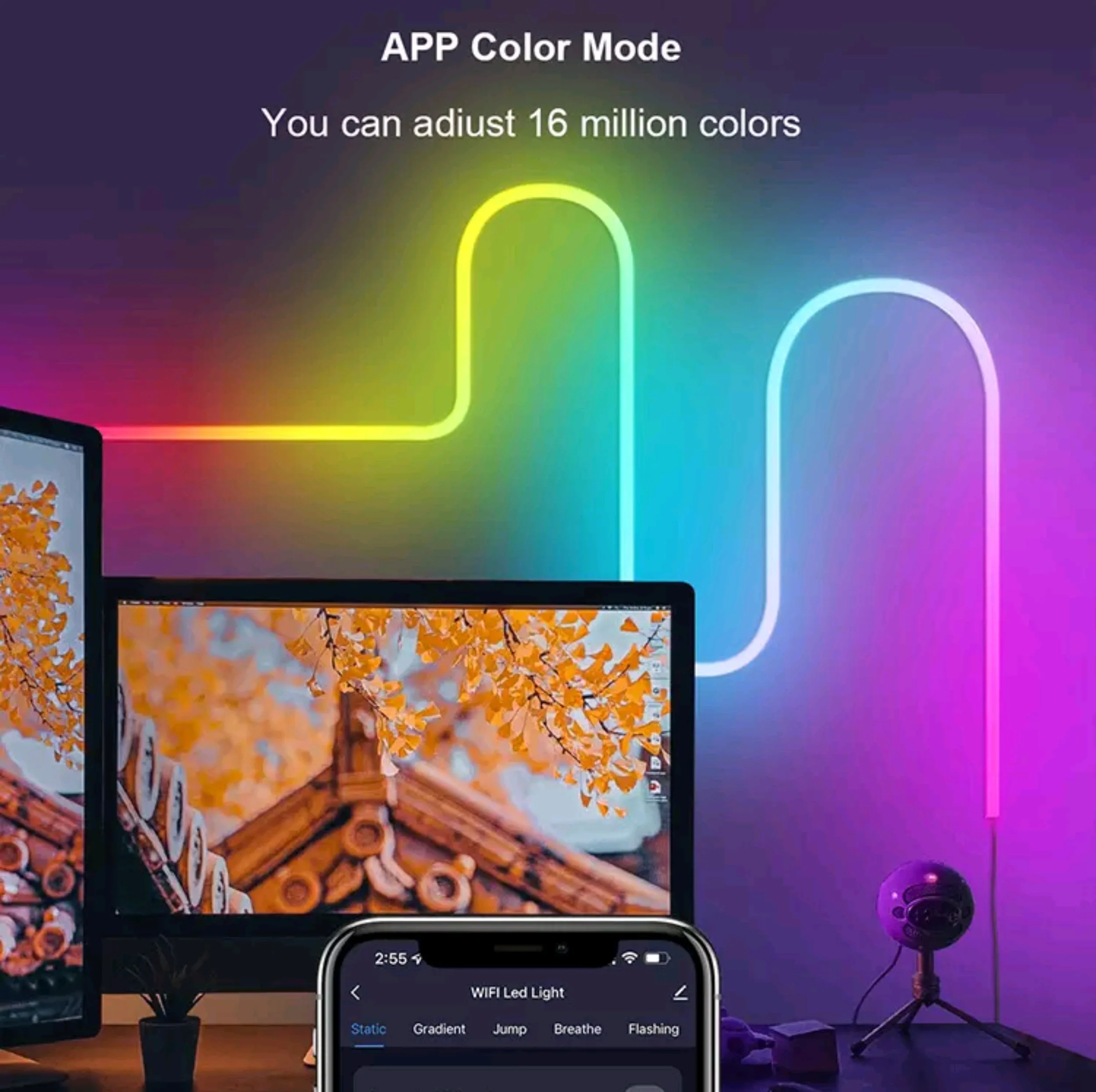 ریسه مدل نئون فلکسی RGB-IC App طول 5 متر