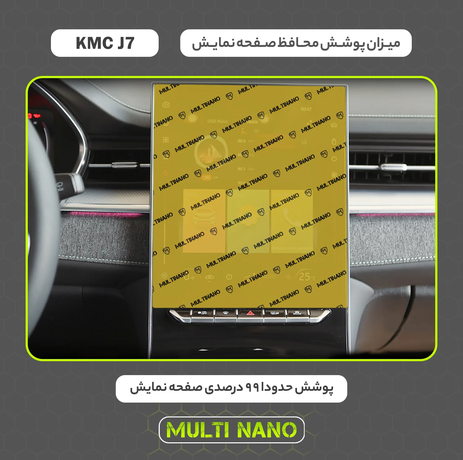محافظ صفحه نمایش خودرو مولتی نانو مدل X-S2N مناسب برای کی ام سی J7 بسته دو عددی