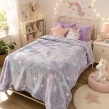 پتو مسافرتی 1 نفره مدل شب نما طرح یونیکورن سایز 160×220 سانتی متر
