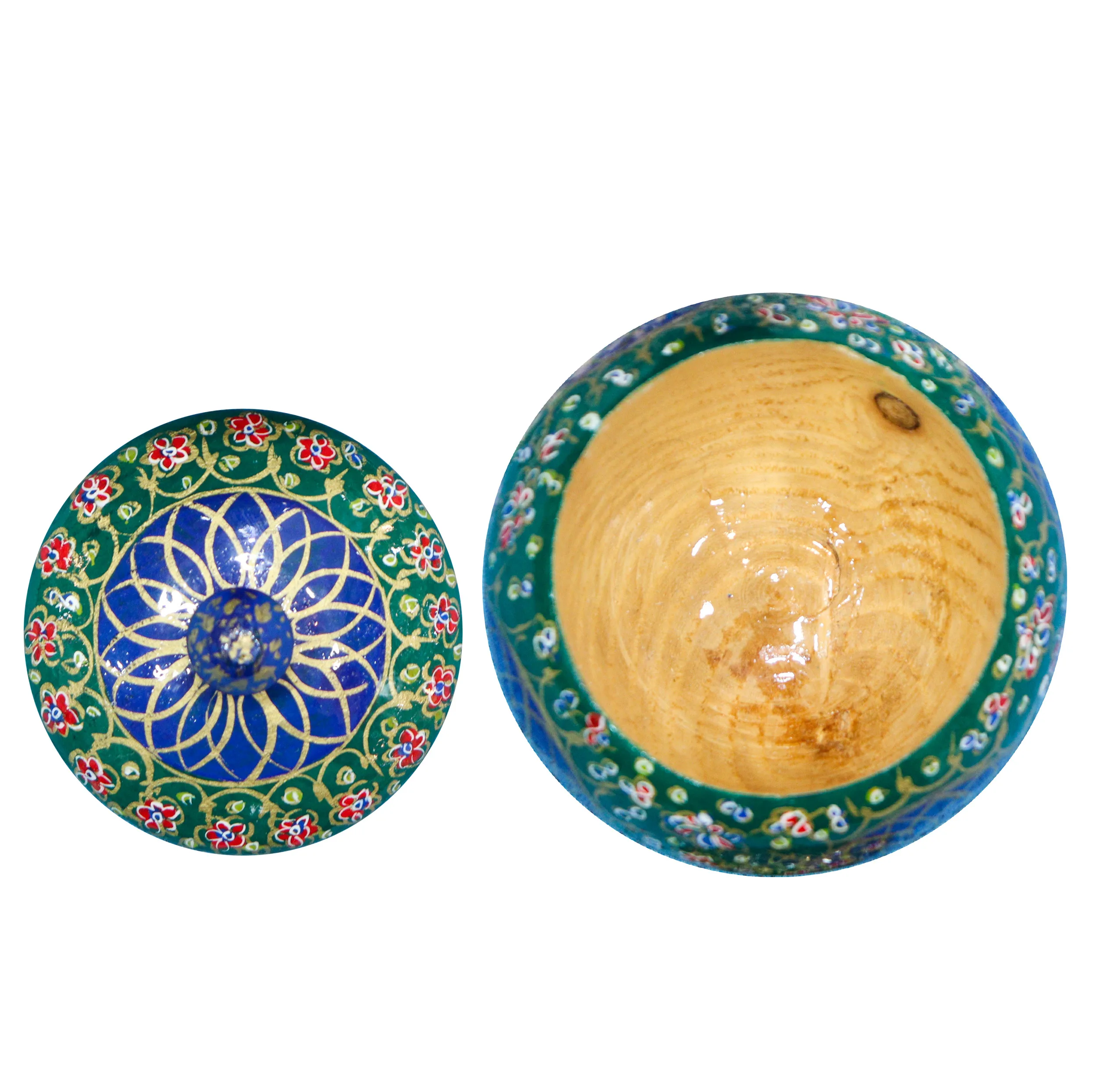 قندان چوبی صنایع دستی فاخر مدل نگارین طرح گل اسلیمی کد EGr-SugarBowl9p8