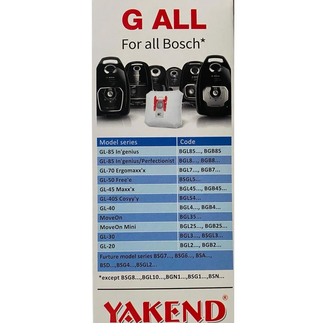 پاکت جاروبرقی یاکند مدل G ALL مناسب جاروبرقی بوش بسته 4 عددی