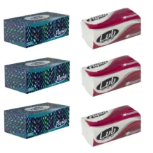 دستمال کاغذی پاپیا مدل 01 بسته 3 عددی به همراه دستمال کاغذی پاپیا مدل 02 بسته 3 عددی