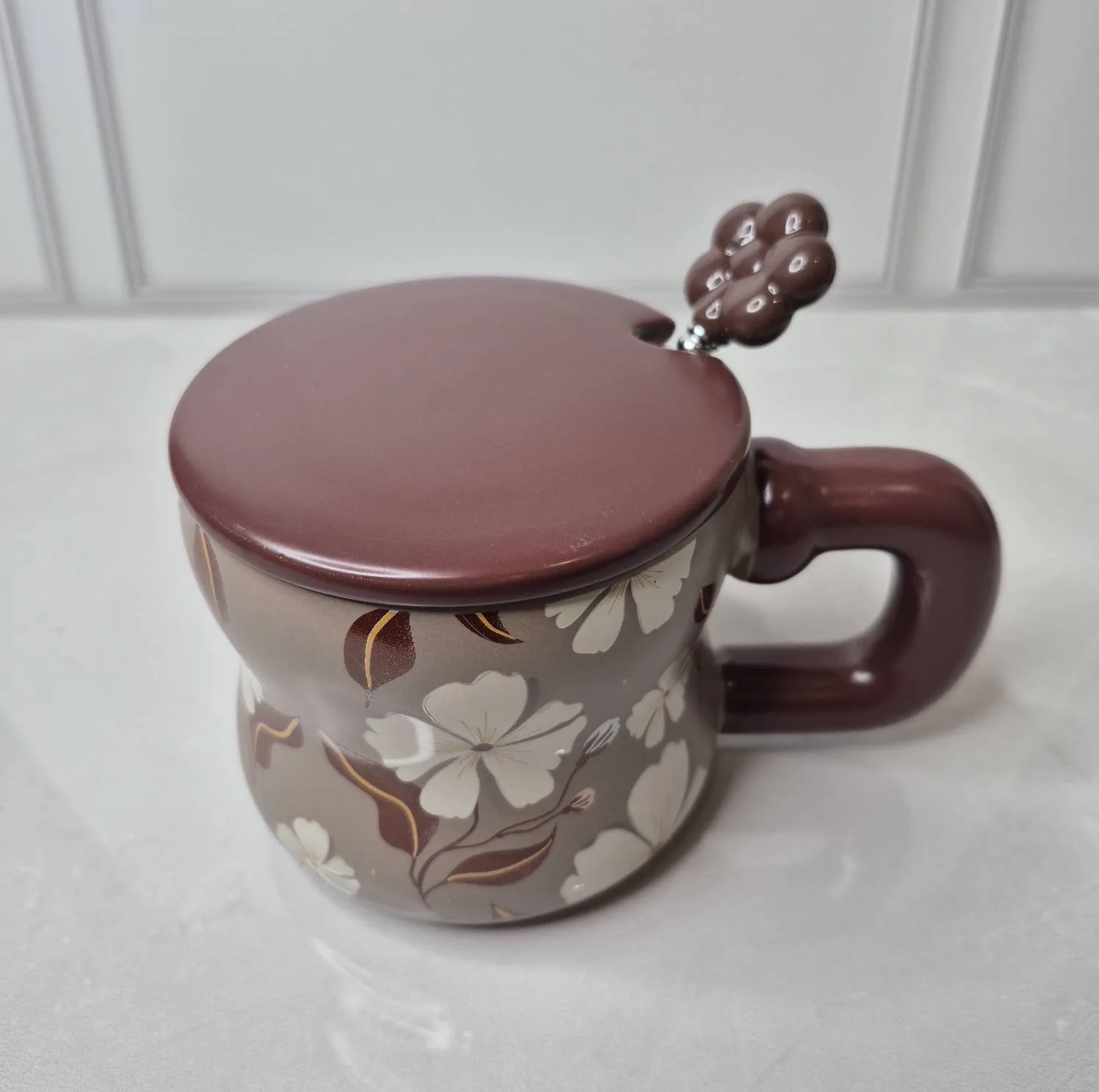 ماگ طرح گل مدل درب دار
