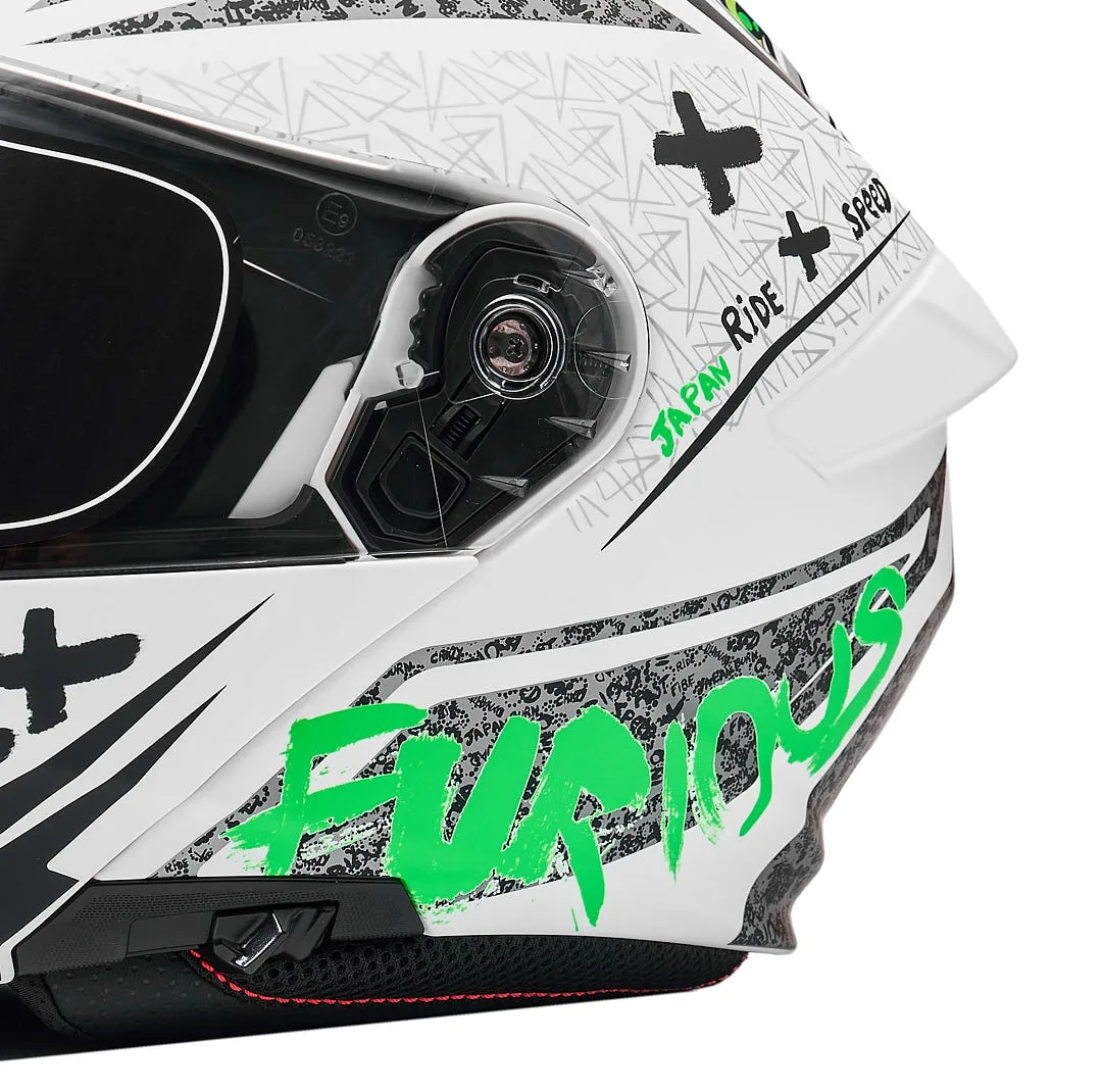 کلاه کاسکت فک متحرک فلش مدل 935sv neon-yellowgreen-white