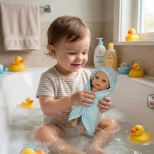 عروسک مدل سیلیکونی نوزاد طرح حوله ای ارتفاع 27 سانتی متر