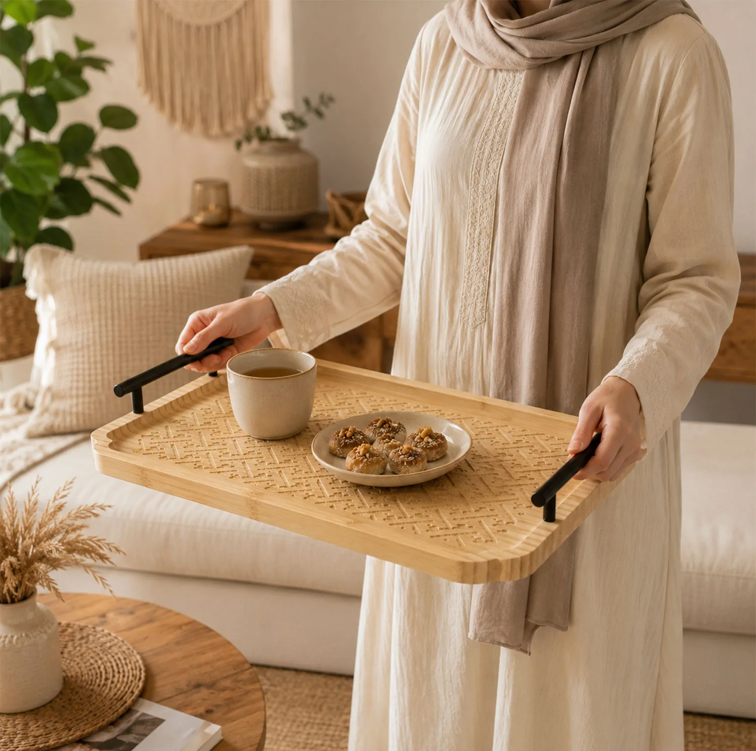 سینی مدل بامبو مستطیل بسته 3 عددی