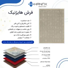 فرش ماشینی 1000 شانه هانوکس زمینه طوسی حاشیه کرم مدل مینیمال کد HANM.0017.3
