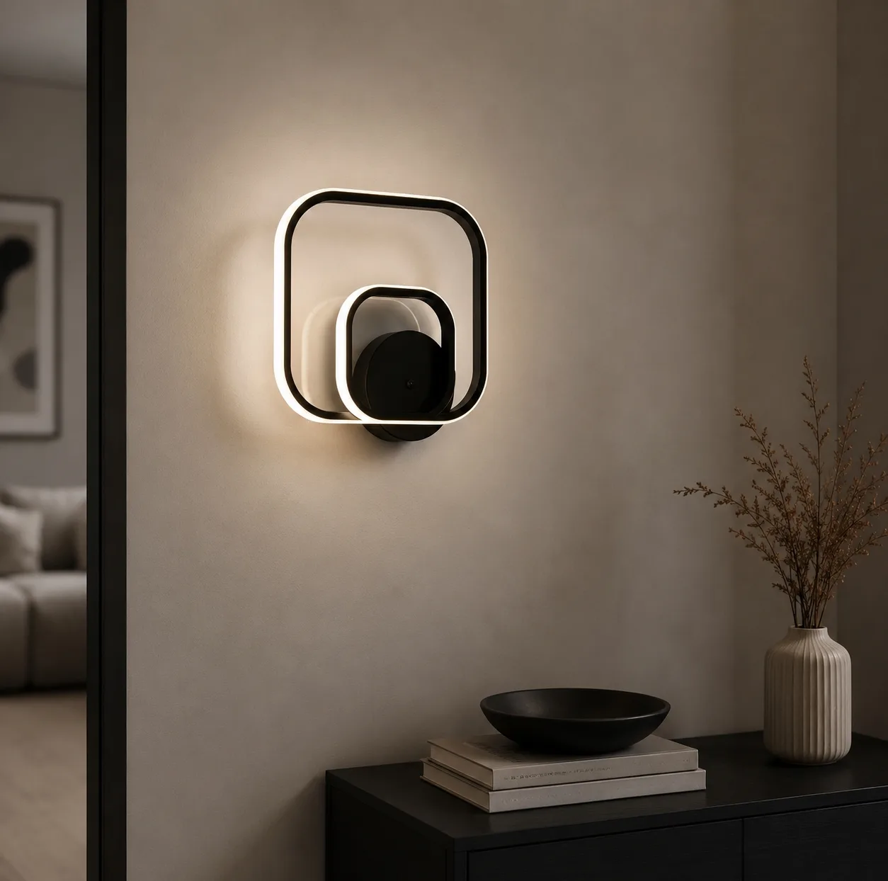دیوارکوب 1 شعله نور از ما رشکان مدل square