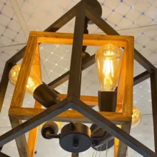 لوستر 4 شعله مدل چوبی کد F46