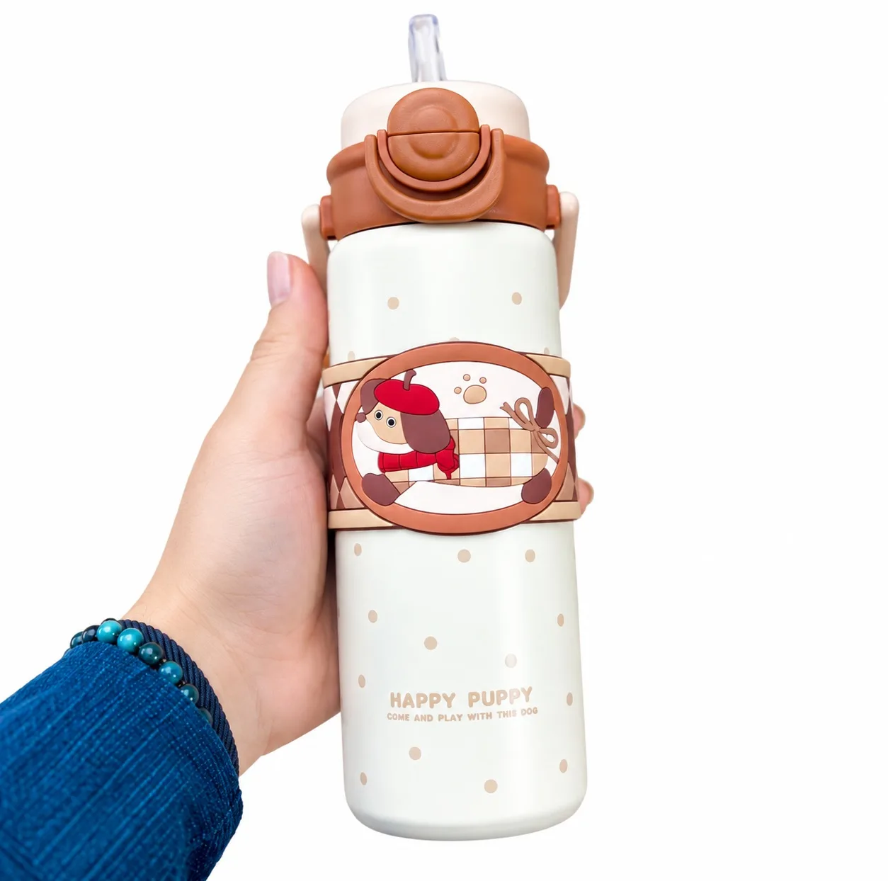 قمقمه کودک بوشنگ مدل دوحالته دسته دار Happy Puppy گنجایش 0.58 لیتر